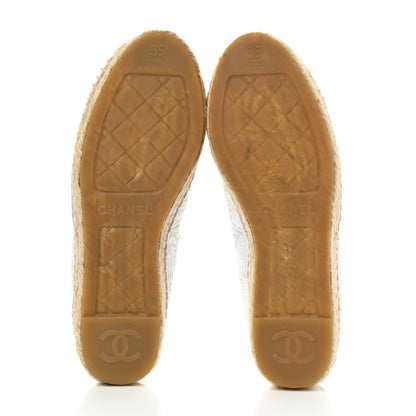 Chanel Patent Sequin CC Espadrilles 35 White 5 of 10