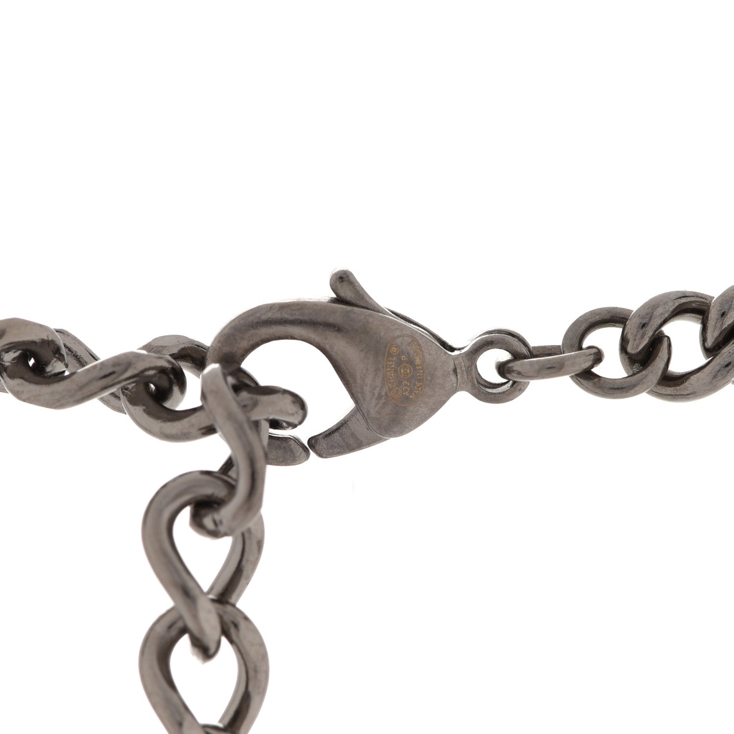 Chanel Ruthenium Crystal Chain CC Lucky Charms Choker Silver 6 of 7