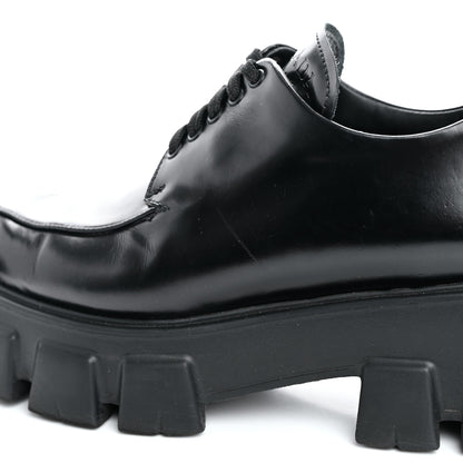 Prada Spazzolato Rois Monolith 55mm Derby Loafers 37.5 Black 10 of 13
