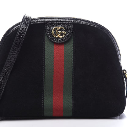 Gucci Suede Patent Web GG Small Ophidia Dome Shoulder Bag Black 7 of 9
