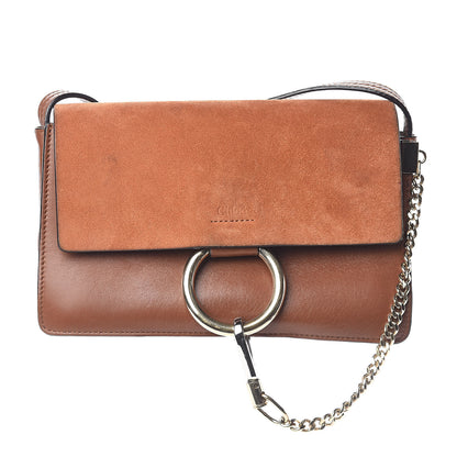 Chloe Suede Calfskin Small Faye Shoulder Bag Tobacco 1 of 9