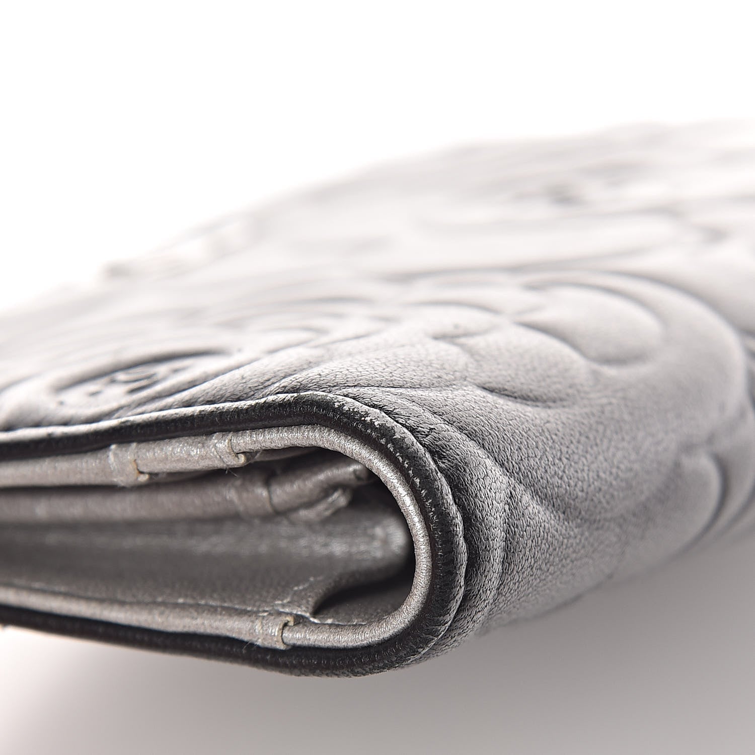 Chanel Lambskin Camellia Embossed Yen Wallet Black 9 of 12