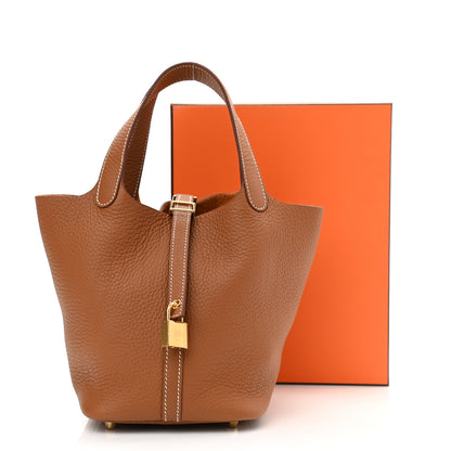 Hermes Taurillon Clemence Picotin Lock 18 PM Gold 10 of 10