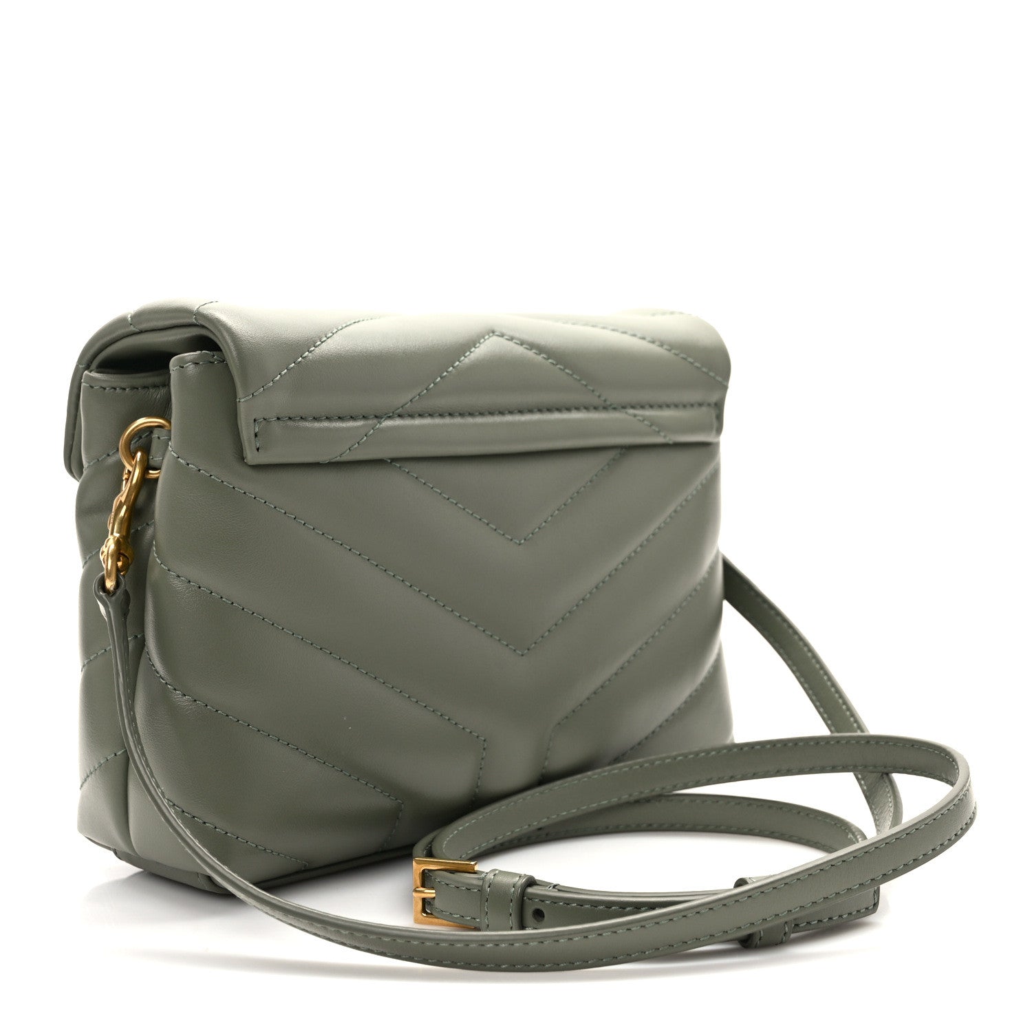 Saint Laurent Calfskin Y Quilted Monogram Toy Loulou Crossbody Bag Light Sage 3 of 11