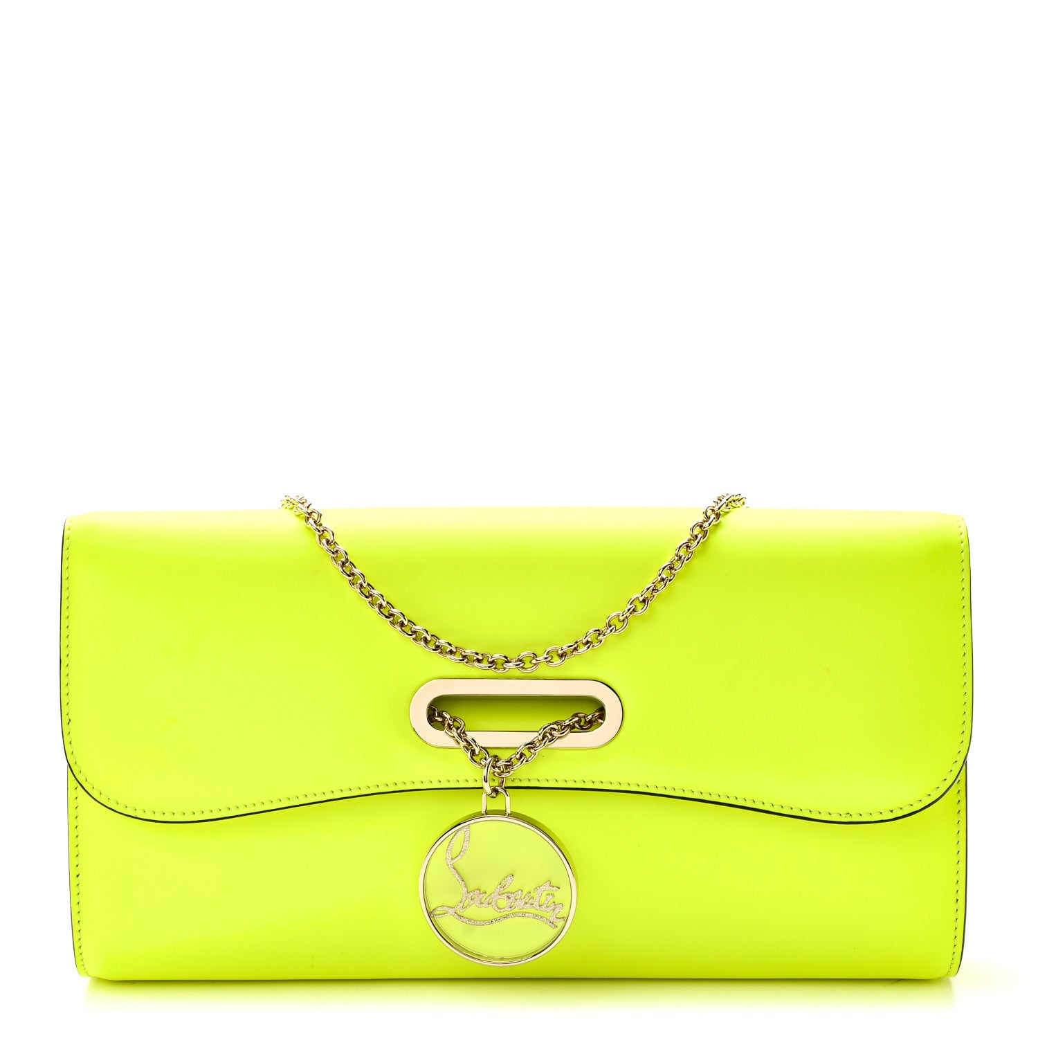 Christian Louboutin Matte Calfskin Riviera Clutch  Fluo Yellow 1 of 9