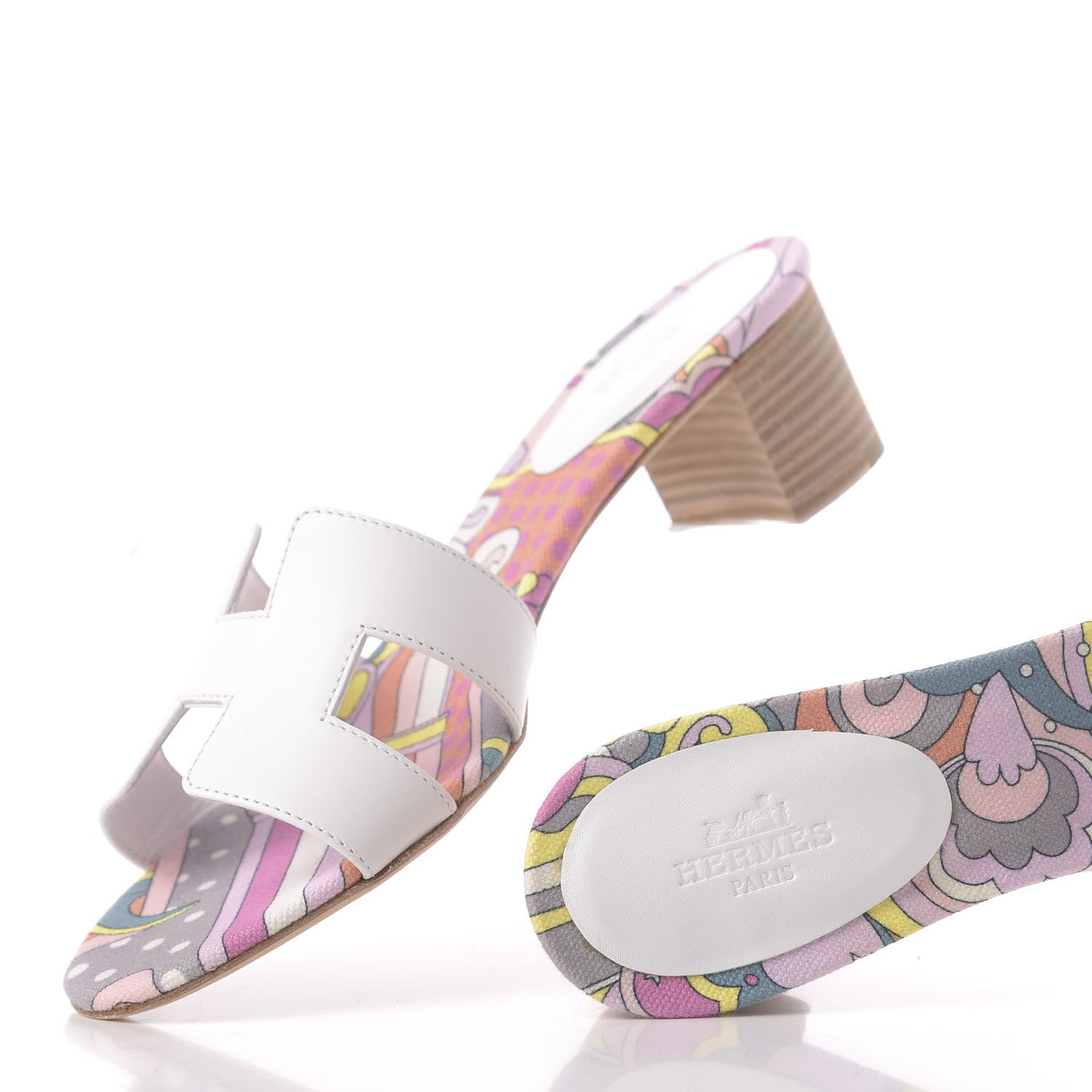 Hermes Box Calfskin Bois De Rose Oasis Sandals 37.5 White 9 of 10