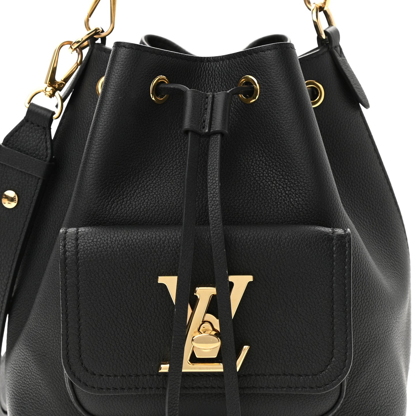 Calfskin Lockme Bucket MM Black
