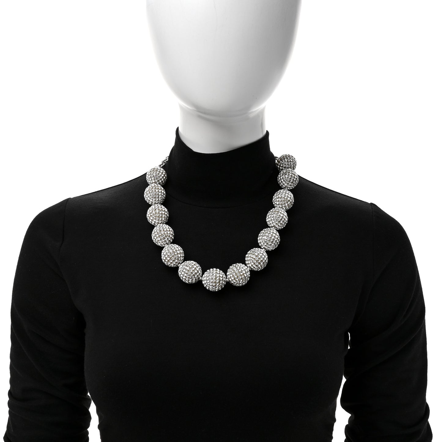 Crystal CC Ball Necklace Silver