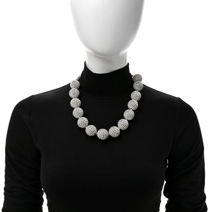 Chanel Crystal CC Ball Necklace Silver 3 of 10