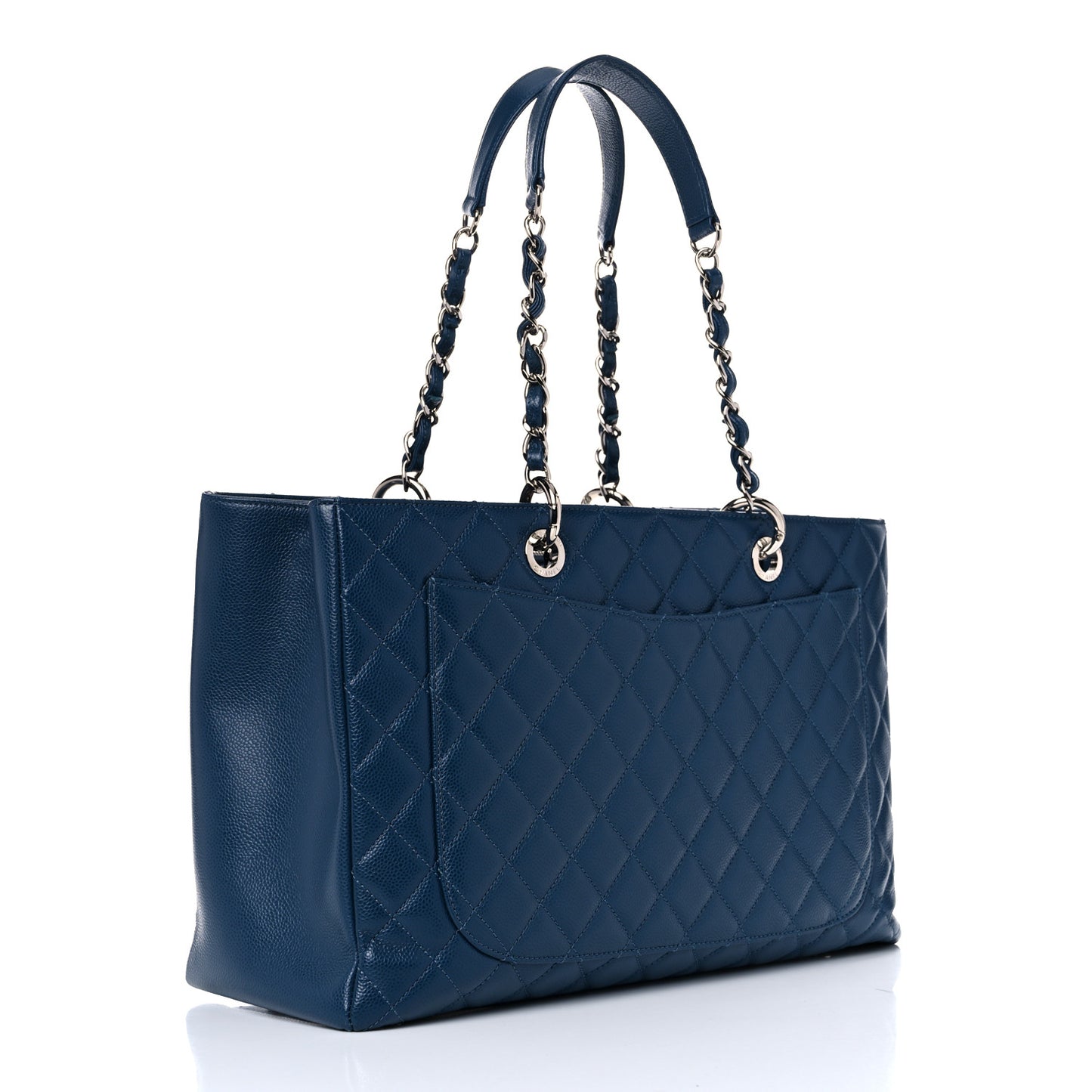 Caviar Quilted XL Grand Shopping Tote GST Navy Blue