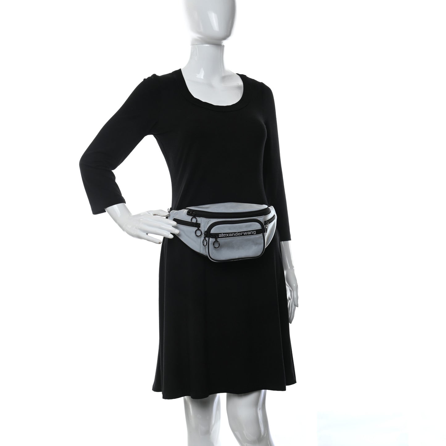 Nylon Logo Printed Attica Belt Bag Reflective Silver