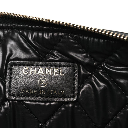 Chanel Lambskin Quilted Large Boy Zip Pouch Black 6 of 11