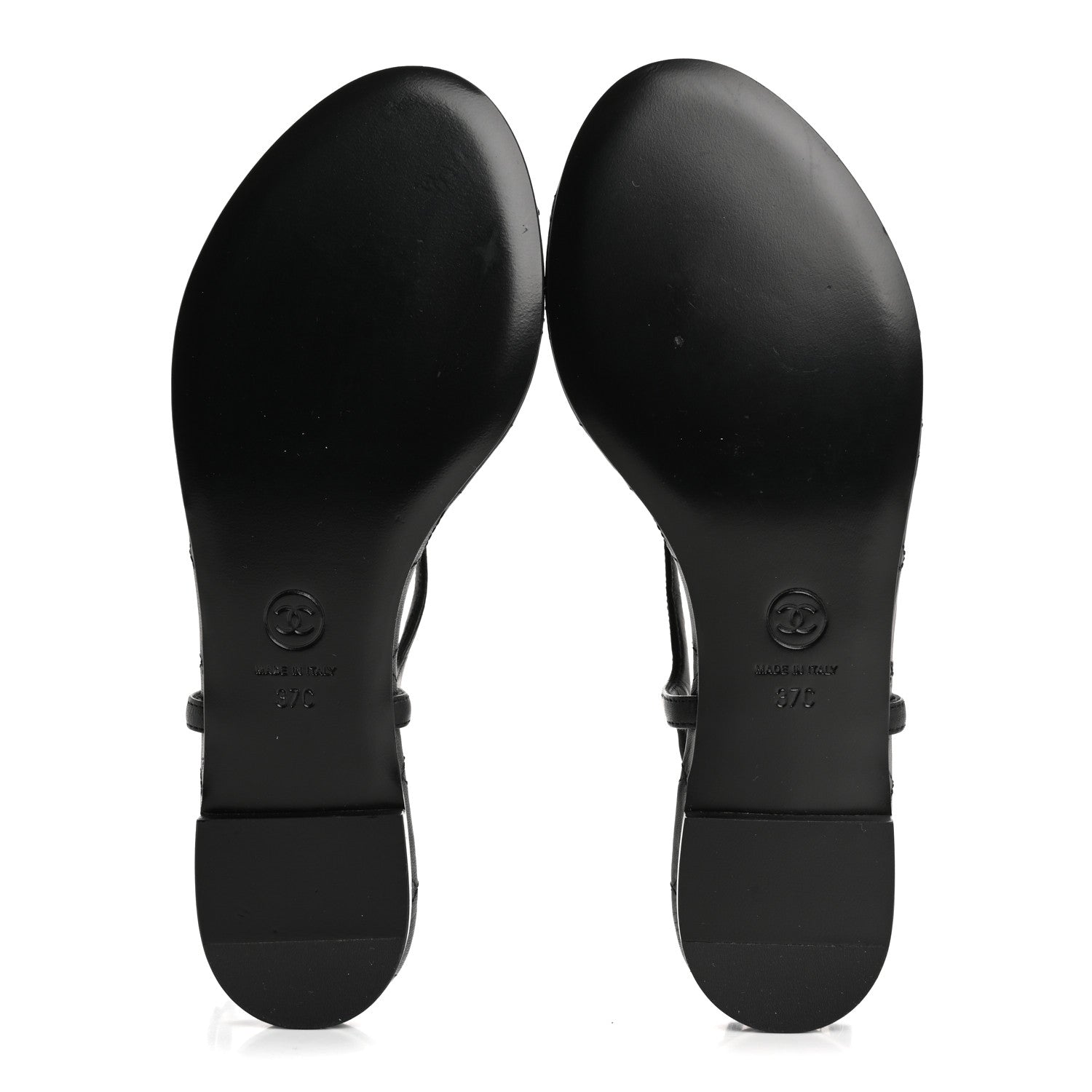 Chanel Calfskin Paris Dallas Quilted Star CC Thong Sandals 37 Black 6 of 10