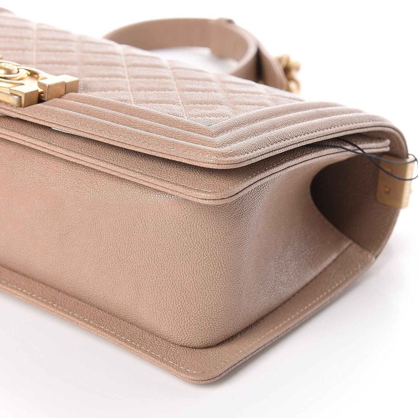 Caviar Quilted Medium Boy Flap Dark Beige