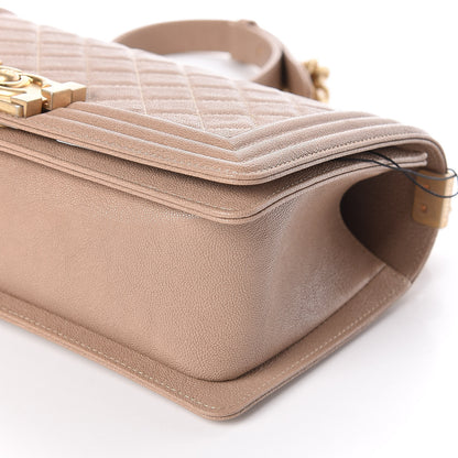 Chanel Caviar Quilted Medium Boy Flap Dark Beige 6 of 10