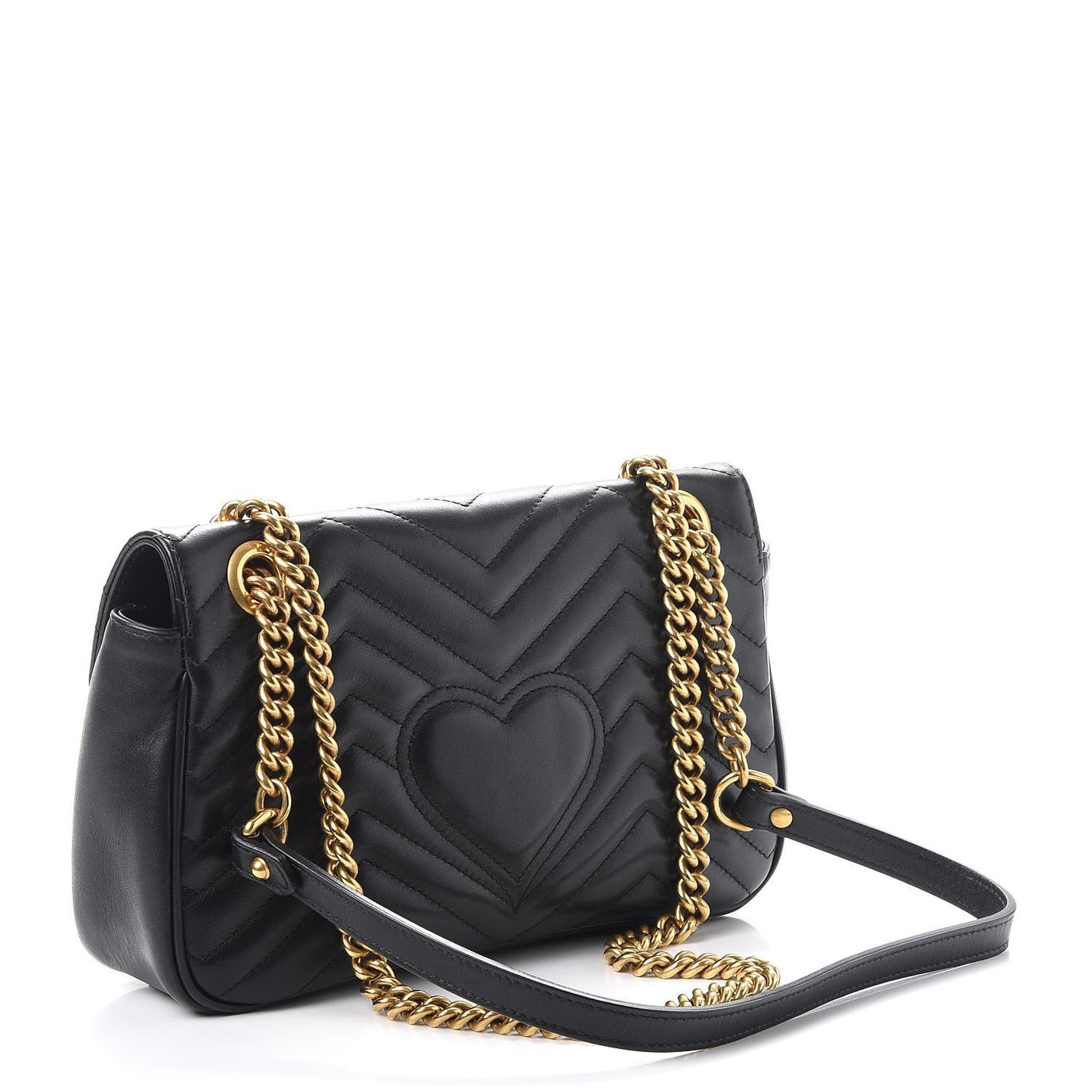 Calfskin Matelasse Small GG Marmont Shoulder Bag Black