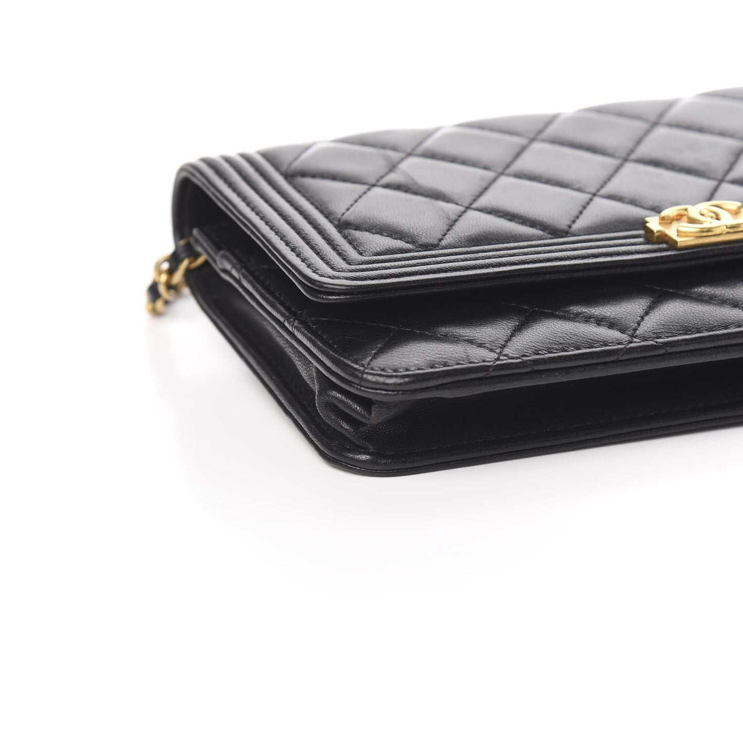 Lambskin Quilted Boy Wallet On Chain WOC Black