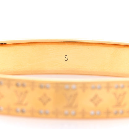 Louis Vuitton Brass Crystal Monogram Nanogram Strass Cuff S Gold 5 of 7