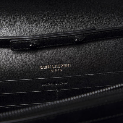 Saint Laurent Sequin Suede Monogram Chain Wallet Fuchsia Black 8 of 10