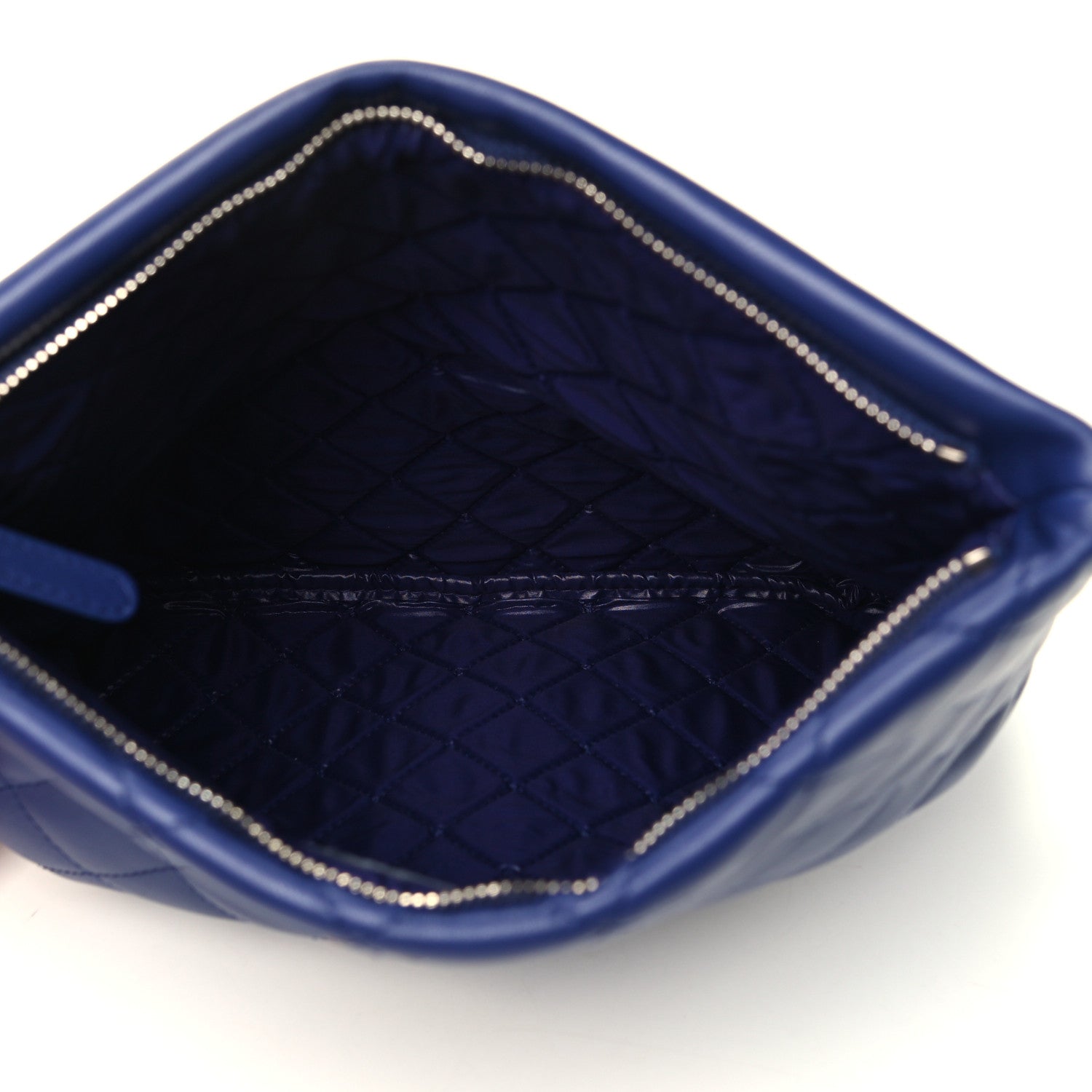 Chanel Lambskin Quilted CC Beauty Clutch Blue 4 of 4