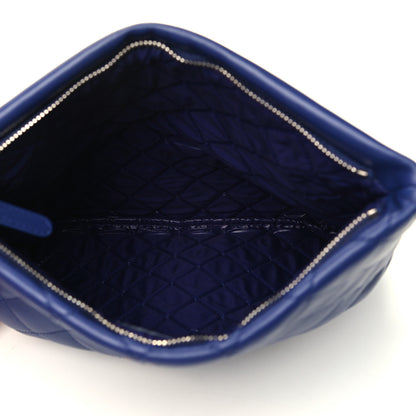 Chanel Lambskin Quilted CC Beauty Clutch Blue 4 of 4