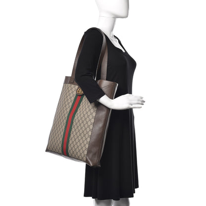 Gucci GG Supreme Monogram Web Large Ophidia Vertical Shopping Tote Brown 2 of 17