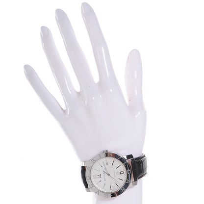 Bulgari BVLGARI Mens Stainless Steel Leather 41mm Solotempo Watch White 2 of 9