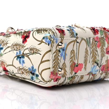 Christian Dior Calfskin Hibiscus Printed Embroidered Mini Lady Dior Beige Multicolor 7 of 8