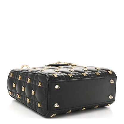 Christian Dior Lambskin Cannage Butterfly Studs Small Lady Dior Black 4 of 10