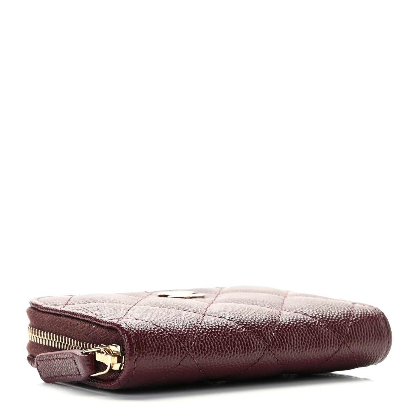 Caviar Quilted Zip Around Coin Purse Burgundy
