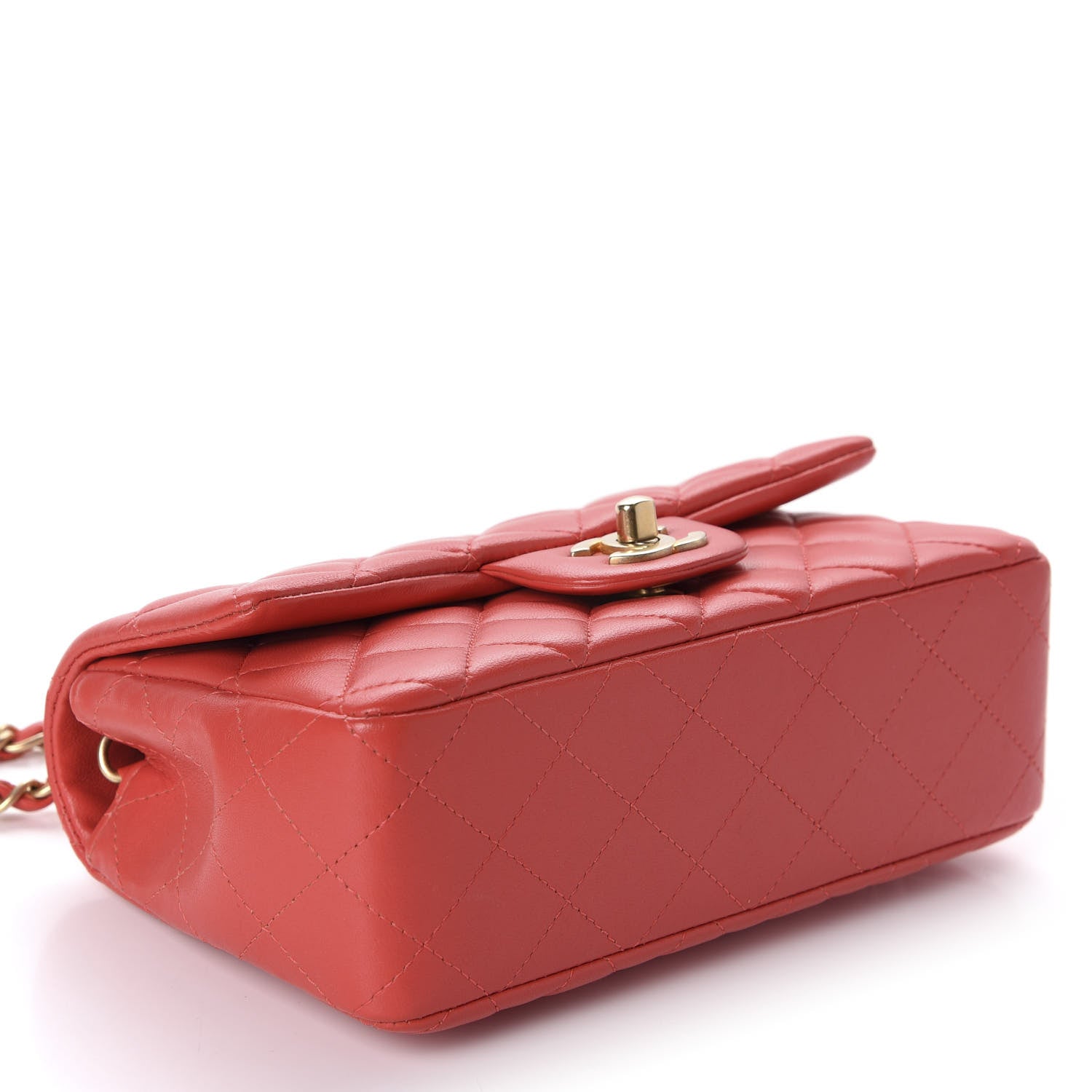 Chanel Lambskin Quilted Mini Rectangular Flap Red 3 of 12