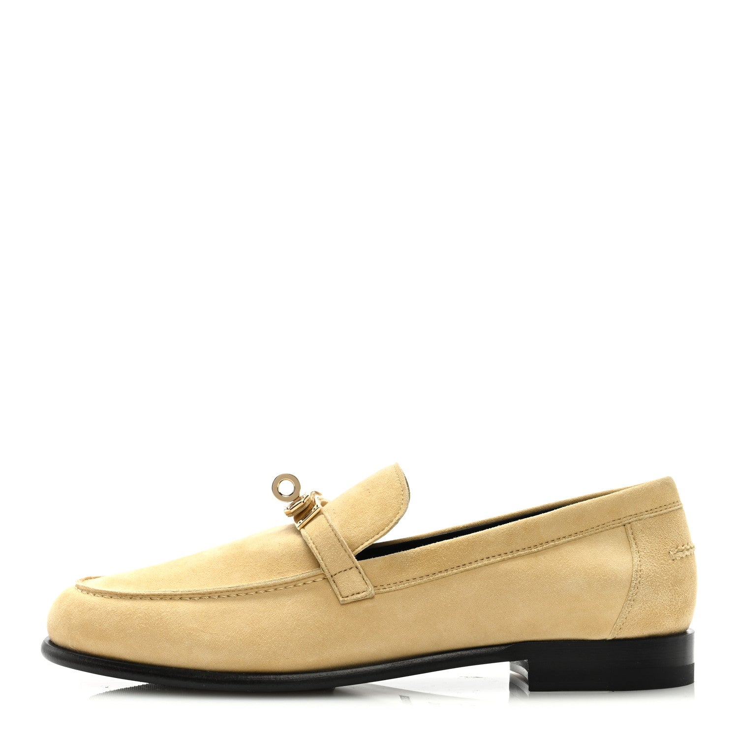 Hermes Suede Goatskin Womens Destin Loafers 38.5 Beige Crin 1 of 9