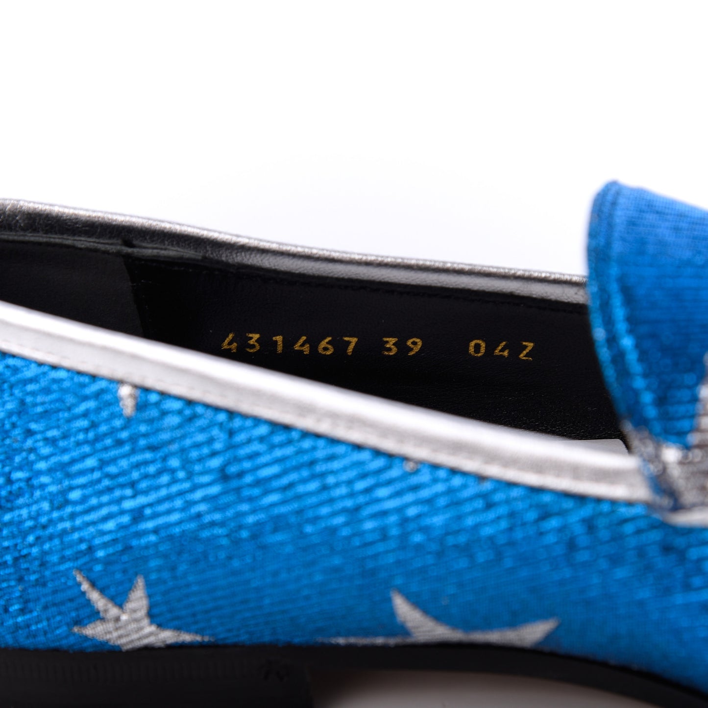 Lurex Calfskin Starry Sky Womens Jordaan Loafers 39 Bluette Silver