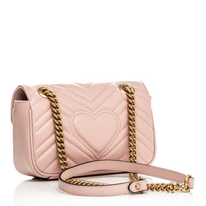 Gucci Calfskin Matelasse Mini GG Marmont Shoulder Bag Perfect Pink 3 of 7