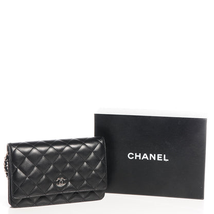 Chanel Lambskin Quilted Wallet On Chain WOC Black 5 of 9