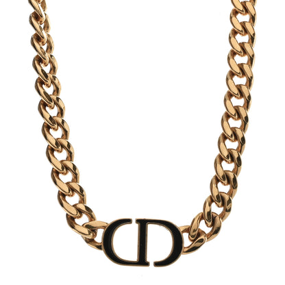 Christian Dior Metal CD Choker Necklace Gold Black 1 of 5