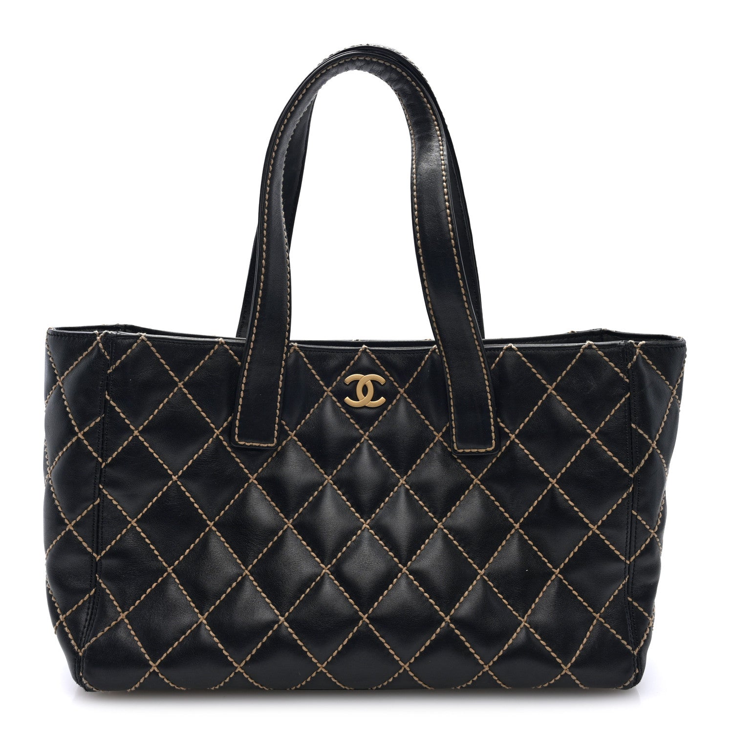 Chanel Calfskin Wild Stitch Large Tote Black 1 of 10