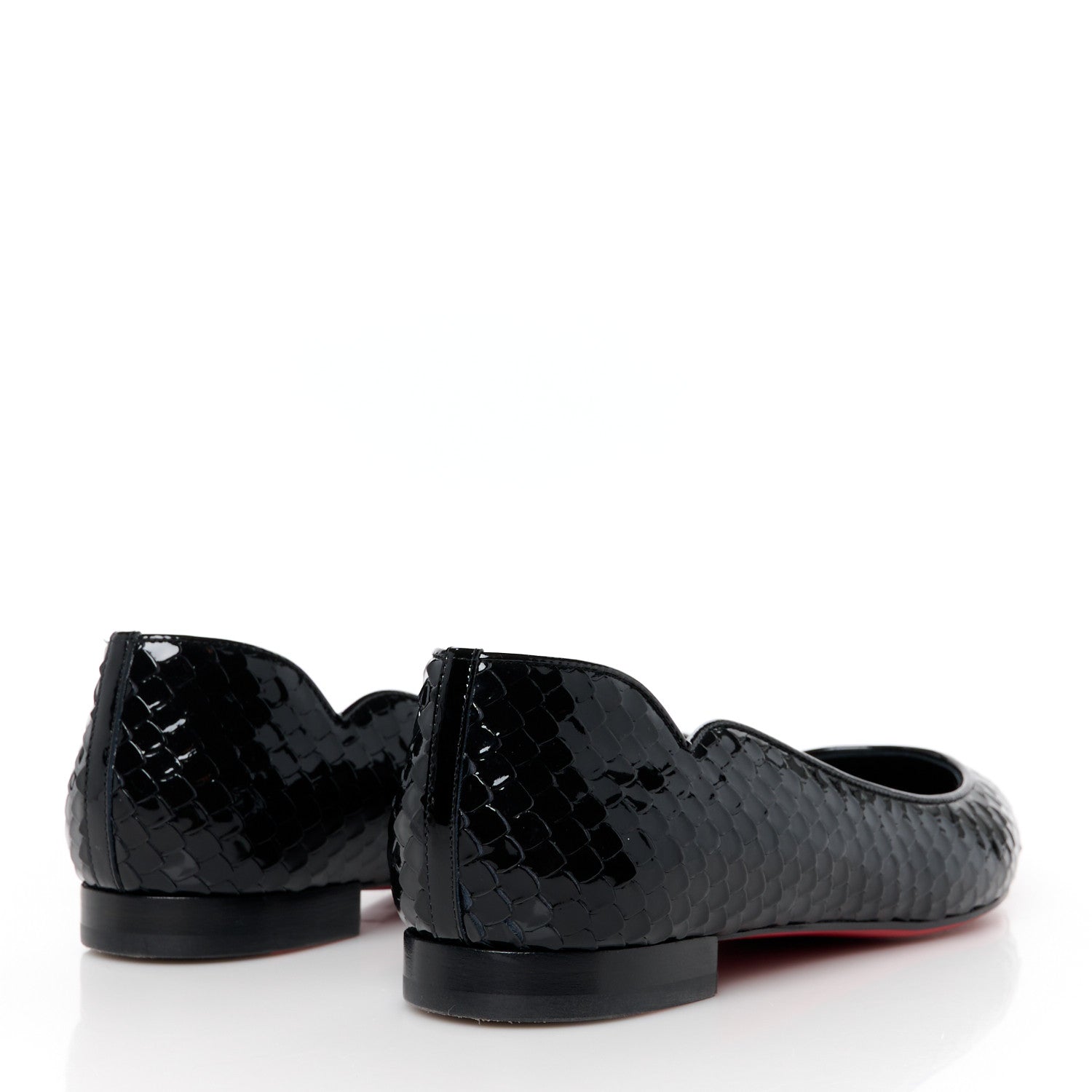 Christian Louboutin Patent Snakeskin Embossed Hot Chickita Flats 38.5 Black 4 of 8