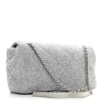 Chanel Lurex Knit Large Pluto Glitter Flap Silver 3 of 8