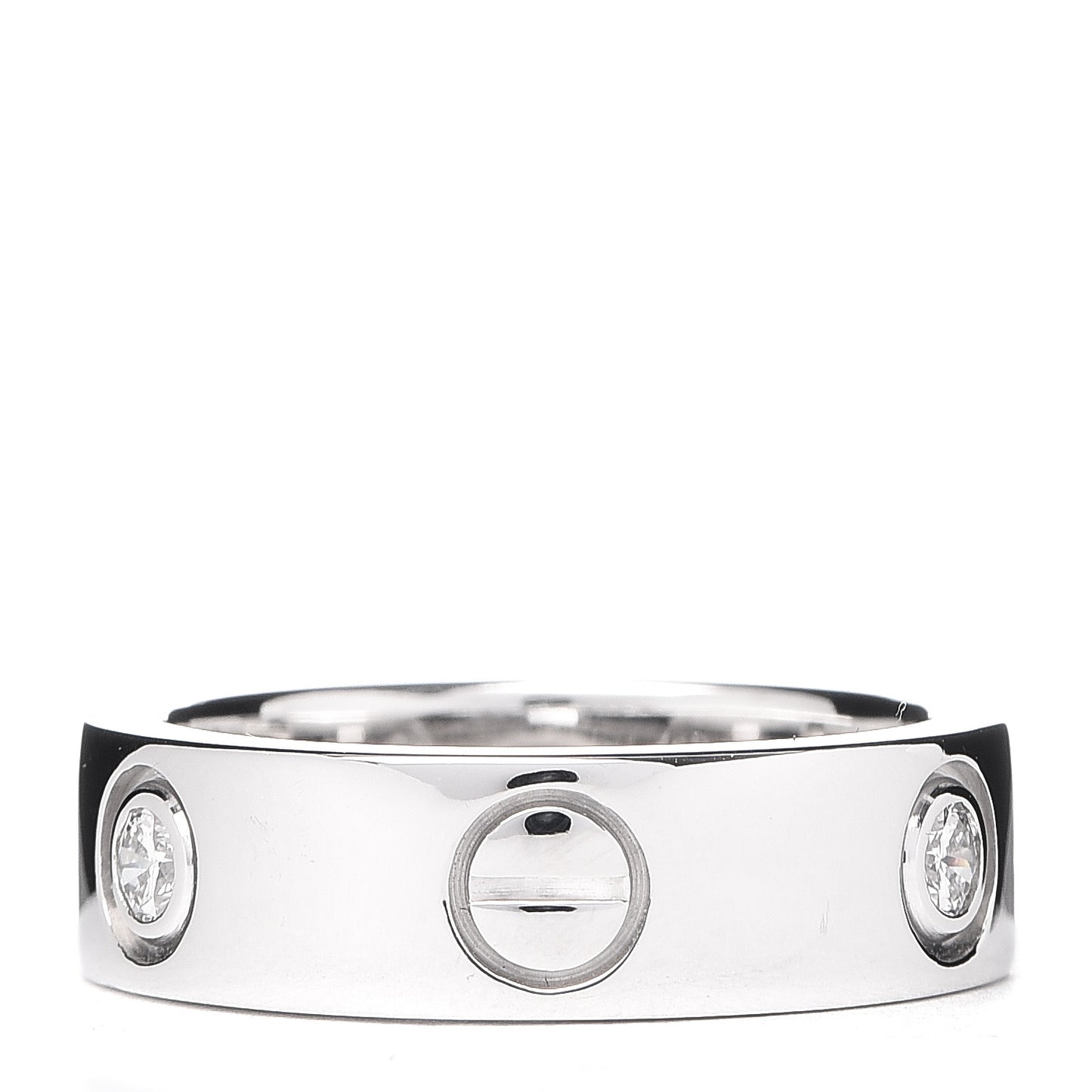 18K White Gold 3 Diamond 5.5mm LOVE Ring 49 4.75