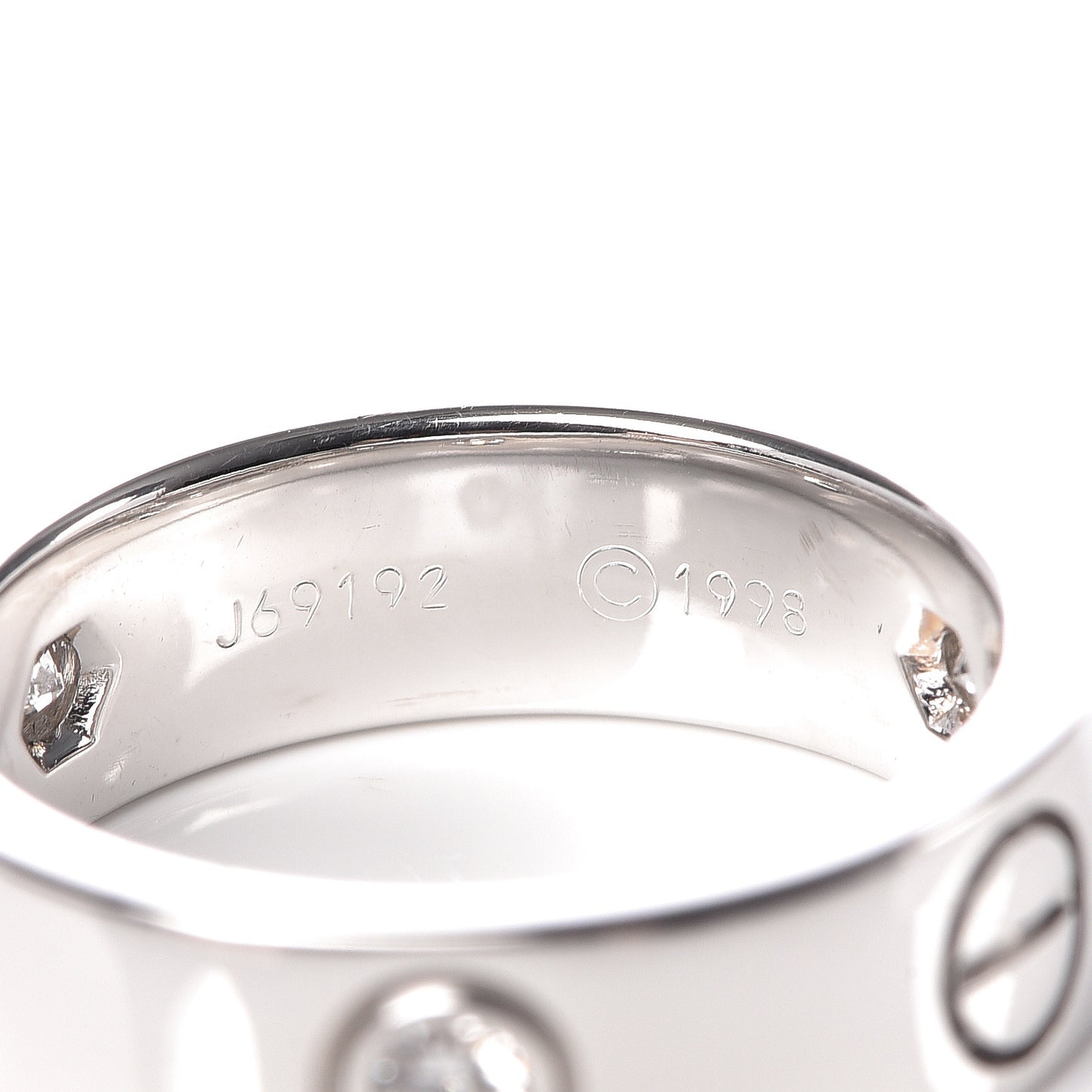18K White Gold 3 Diamond 5.5mm LOVE Ring 49 4.75