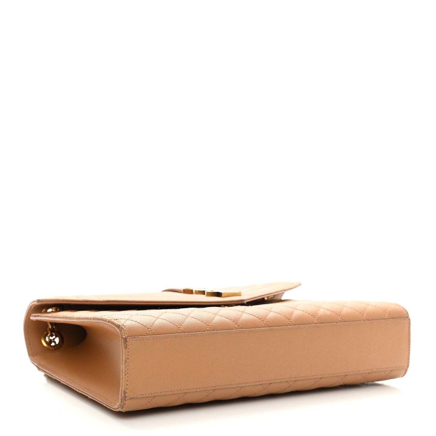Grain De Poudre Textured Mixed Matelasse Triquilt Large Monogram Satchel Dune