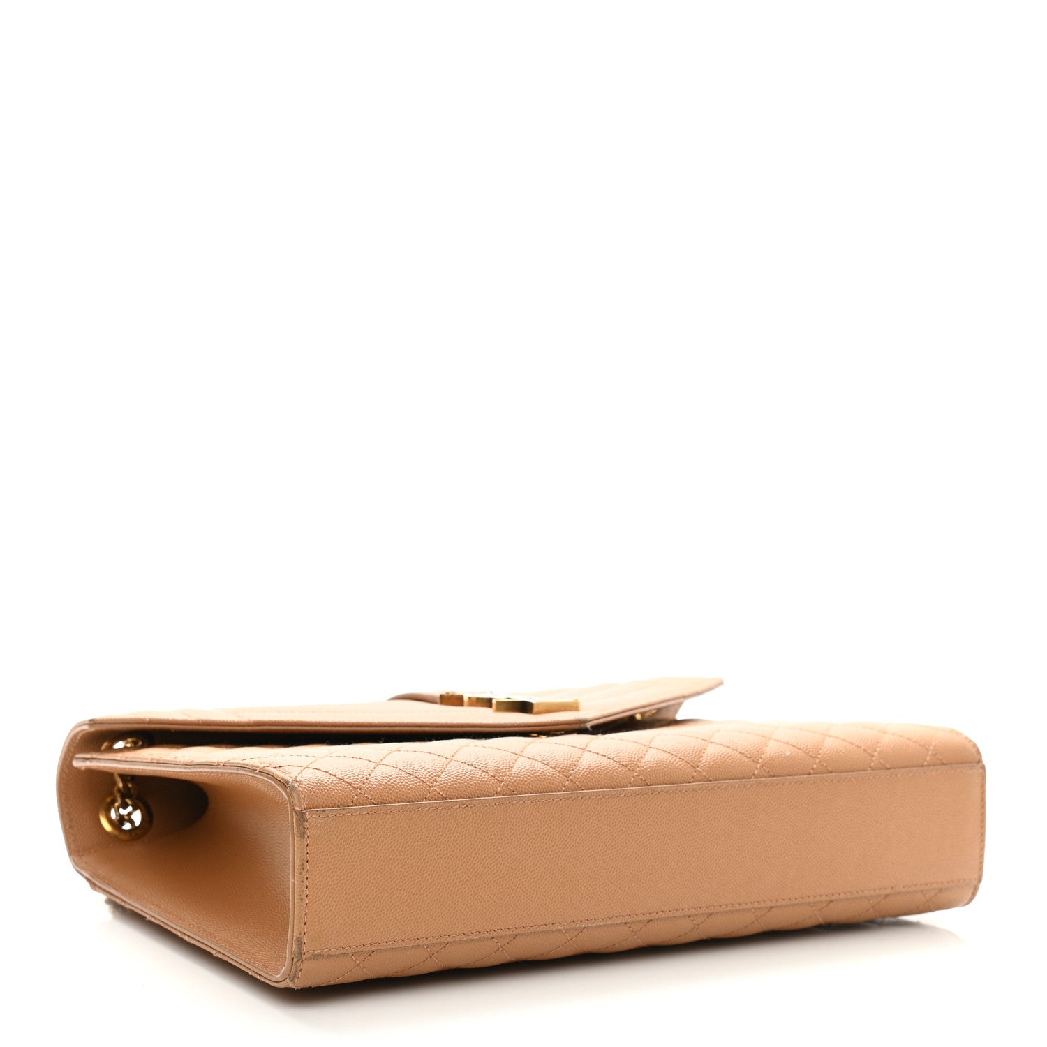Saint Laurent Grain De Poudre Textured Mixed Matelasse Triquilt Large Monogram Satchel Dune 4 of 13