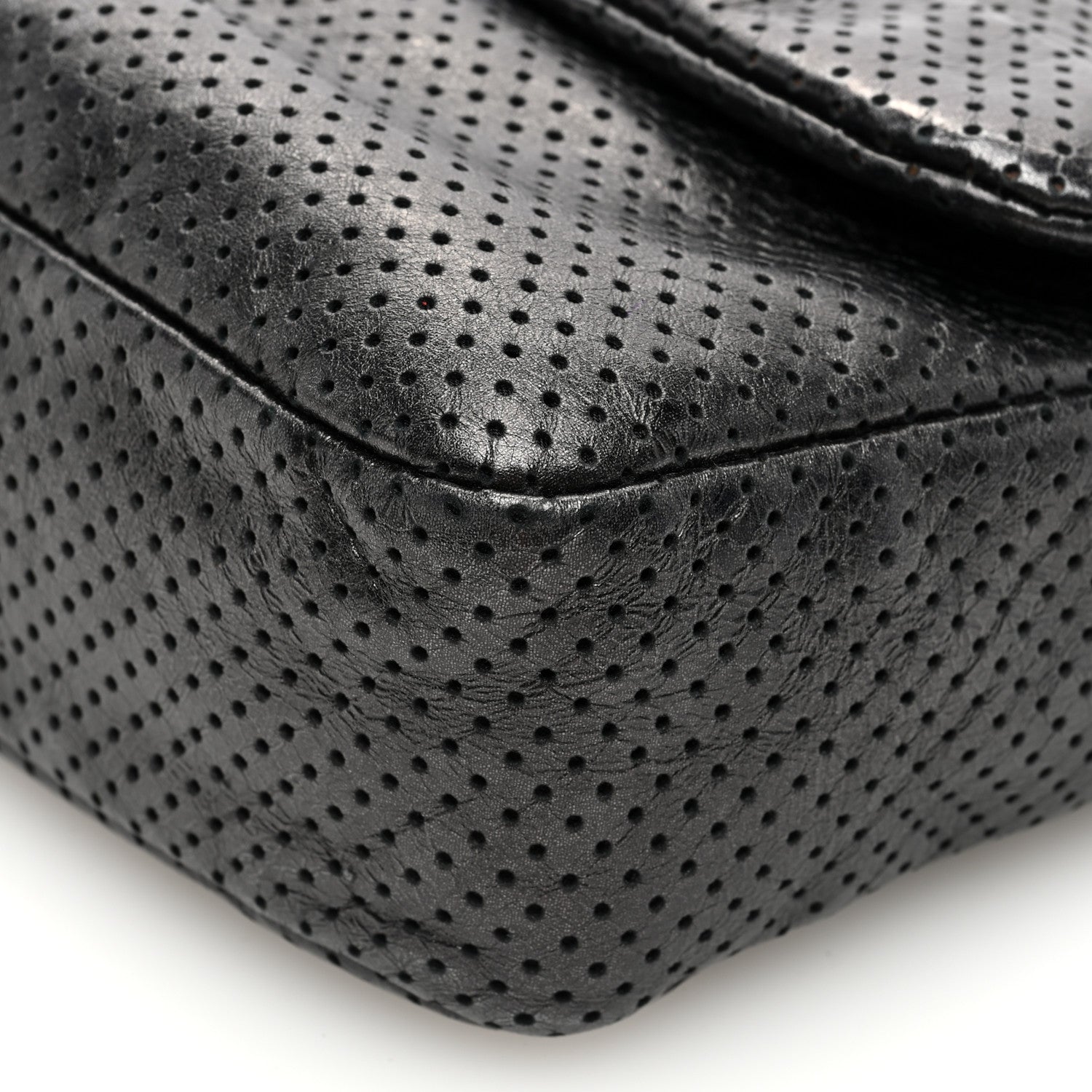 Chanel Metallic Crackled Calfskin Large Perforated Drill Flap Black 10 of 10