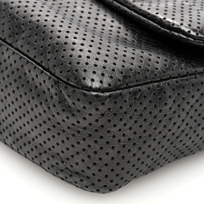 Chanel Metallic Crackled Calfskin Large Perforated Drill Flap Black 10 of 10