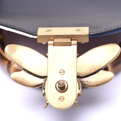 Gucci Calfskin Bamboo Trapuntata Queen Margaret Top Handle Bag Blue Agata Hibiscus Red Mystic White Sugar Pink 18 of 20