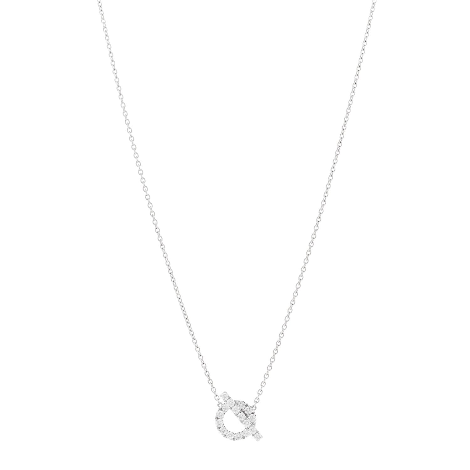 Hermes 18K White Gold Diamond Finesse Pendant Necklace 1 of 6