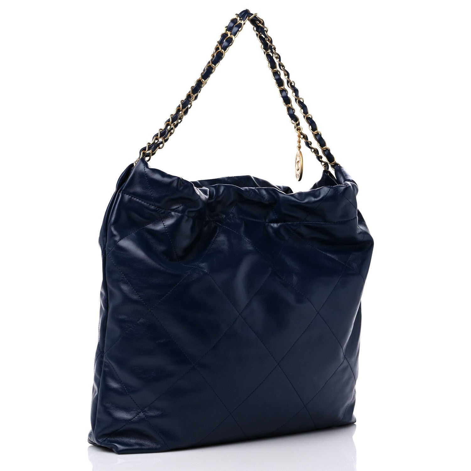 Chanel Shiny Calfskin Quilted Chanel 22 Navy Blue 4 of 10