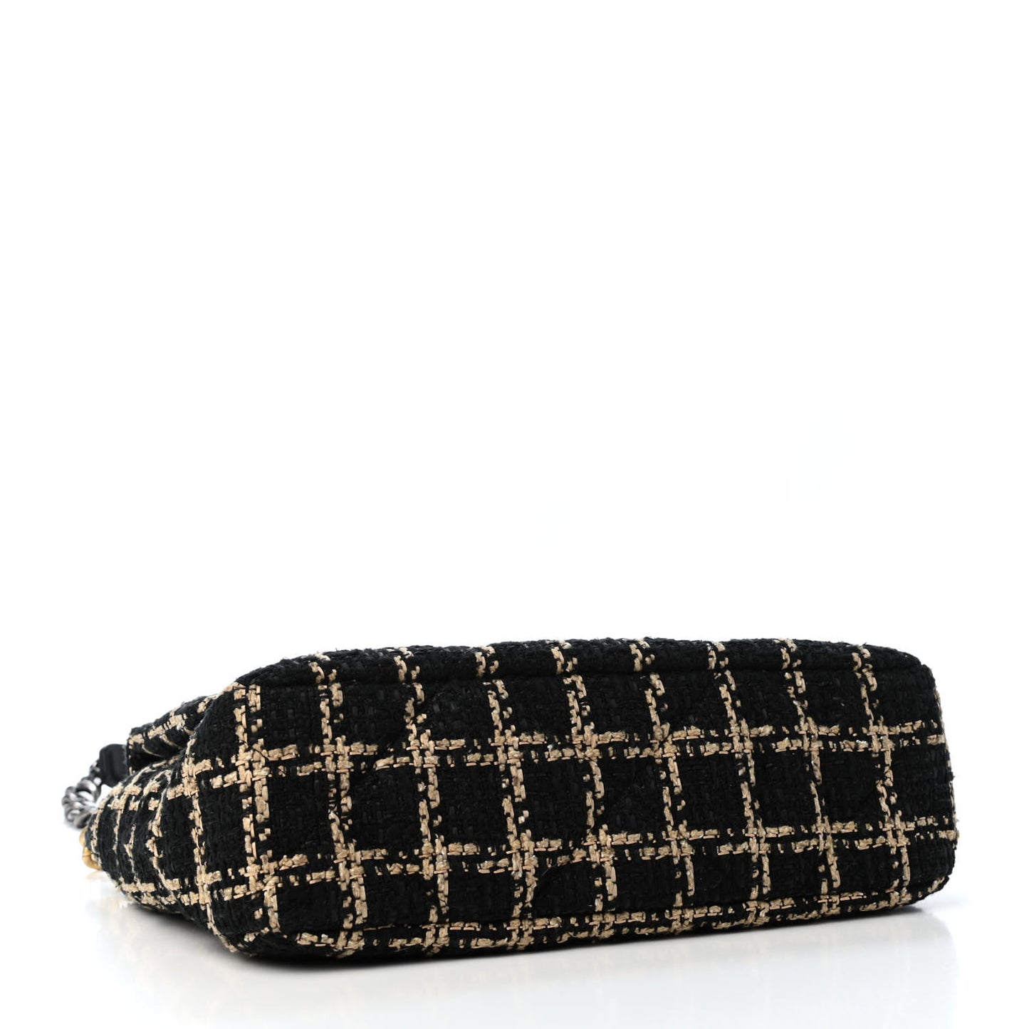 Tweed Quilted Large Chanel 19 Flap Black Beige
