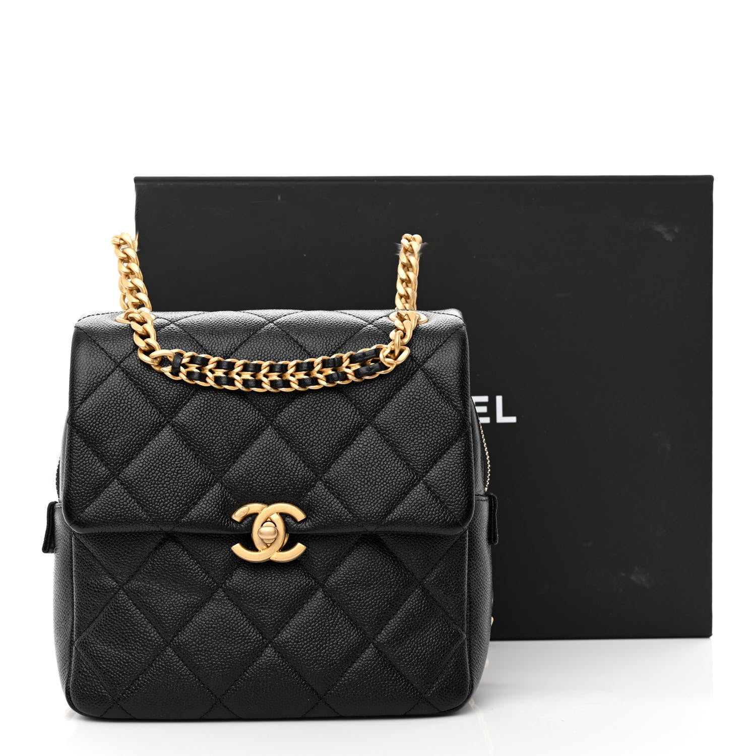 Chanel Shiny Caviar Quilted Chain Melody Backpack Black 11 of 11